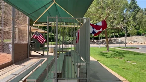 Baseball Grandstand Banner Blowing Stock Footage 239754368