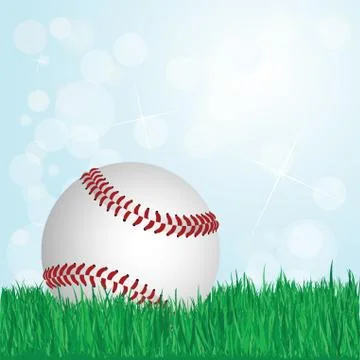 Baseball on grass Stock Illustration