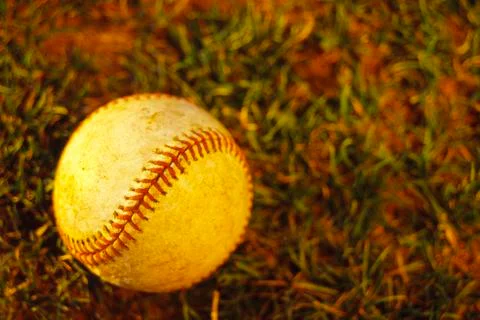 Baseball on grass Foto stock