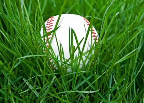 Baseball in grass Stock Photos