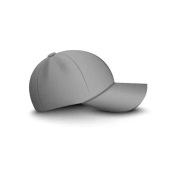 Baseball gray cap or hat for uniform, mockup with view from the right side. Stock Illustration