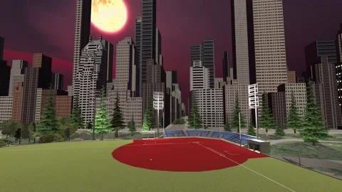 Baseball Ground City Night Circle Ver2-1 Stock Footage 239613148