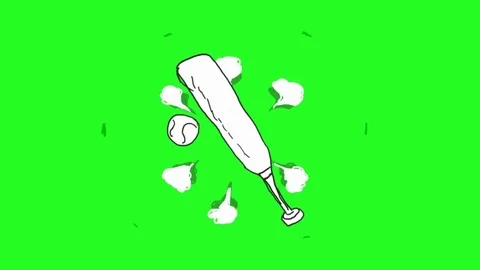 Baseball - Hand-Drawn - Animation - Green Screen Stock Footage 81302431