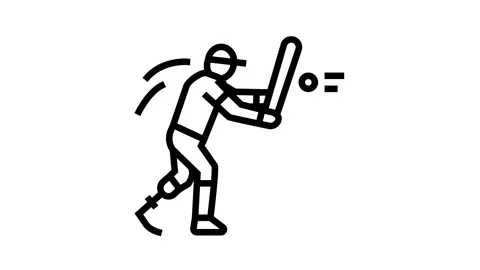 Baseball handicapped athlete line icon animation Stock Footage 224336516