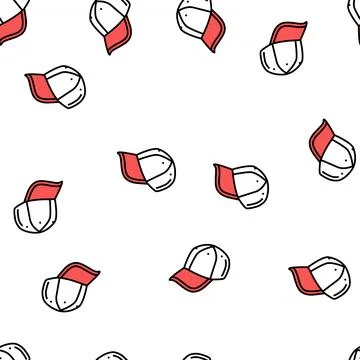 Baseball hat cap vector seamless pattern Stock Illustration