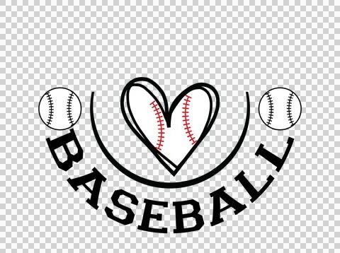 Baseball Heart Shape Black symbol decorating circles 스톡 일러스트
