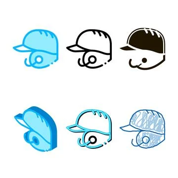 Baseball helmet icon multipack vector outline Stock Illustration