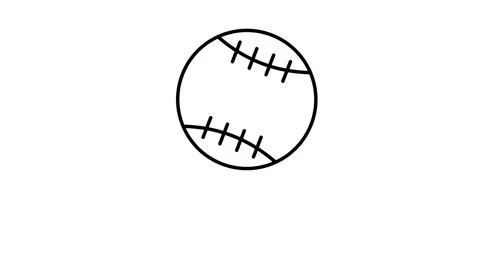 A baseball icon featuring distinctive stitching lines, symbolizing the spor.. Stock Footage 333607302