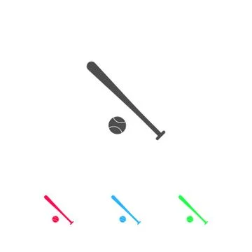 Baseball icon flat. Illustrazione stock