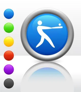 Baseball Icon on Internet Button Stock Illustration