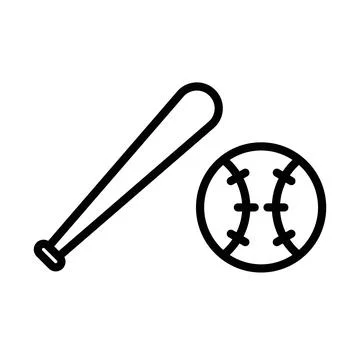 Baseball icon linear logo mark in black and white Stock Illustration