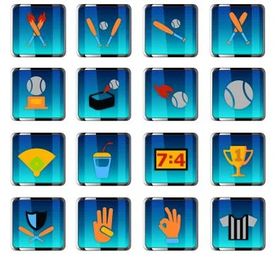 Baseball icon set Stock Illustration