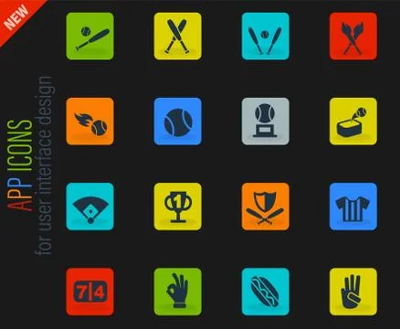 Baseball icon set Stock Illustration