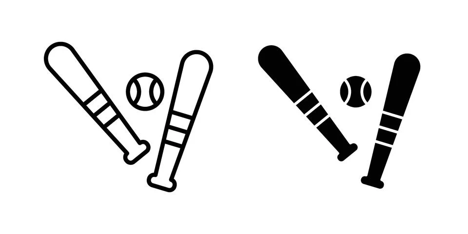 Baseball icon silhouette vector set. thin line pack Stock Illustration
