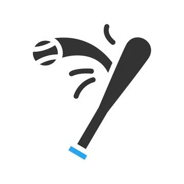 Baseball icon solid blue black colour sport symbol illustration. Illustrazione stock