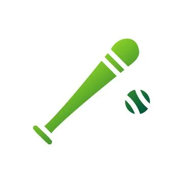 Baseball icon solid gradient green sport symbol illustration. Stock Illustration