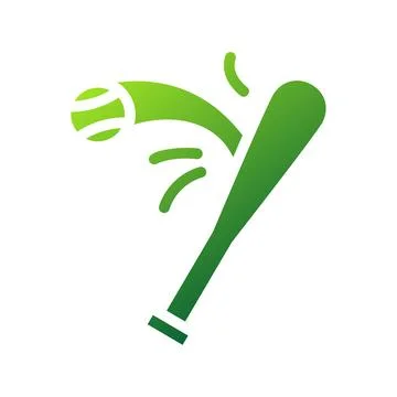 Baseball icon solid gradient green sport symbol illustration. Illustrazione stock