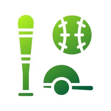 Baseball icon solid gradient green sport symbol illustration. 스톡 일러스트