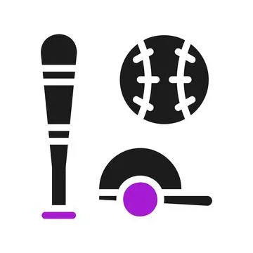 Baseball icon solid purple black sport symbol illustration. 스톡 일러스트