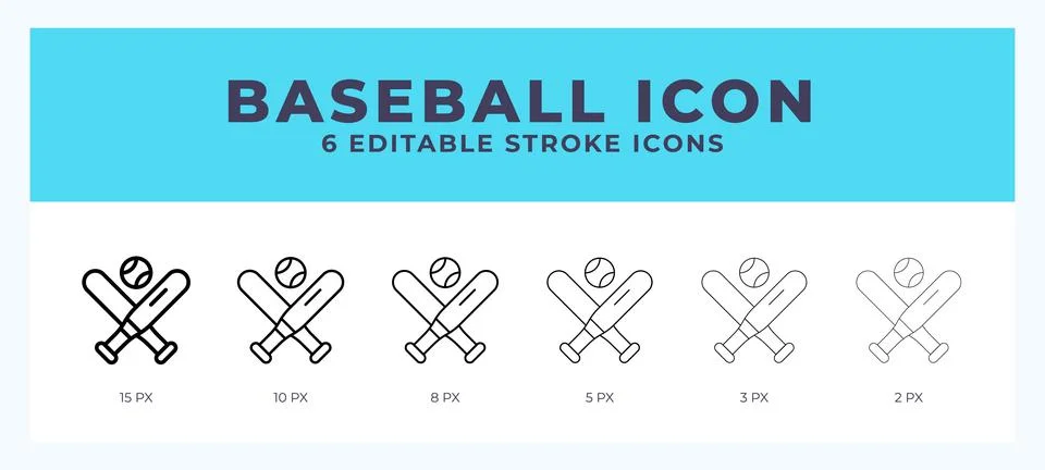 Baseball icon symbol. Isolated. Vector illustration with editable stroke. Stock Illustration