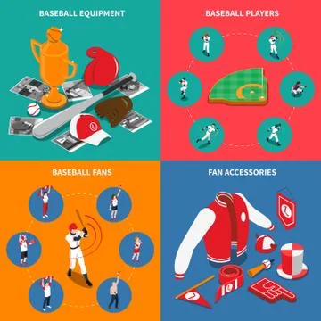 Baseball Isometric Concept Illustration