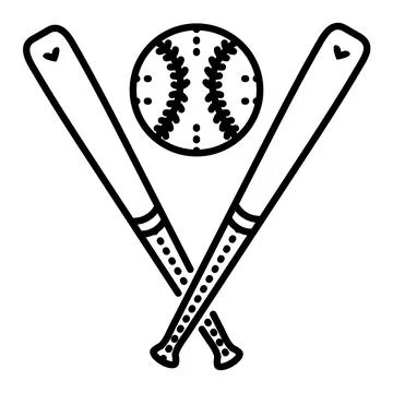 Baseball items, ball and bats Stock Illustration