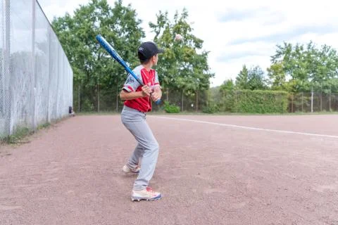 Baseball Kid on Field Stock Photos