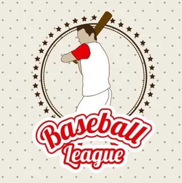 Baseball league over dotted background vector illustration Ilustração Stock