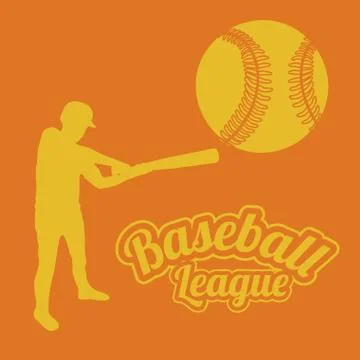 Baseball league over orange background vector illustration Stock Illustration
