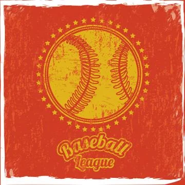 Baseball league over red background vector illustration Ilustração Stock