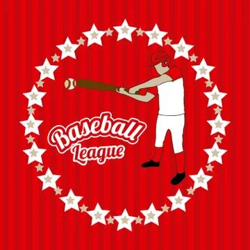 Baseball league over red background vector illustration Ilustração Stock