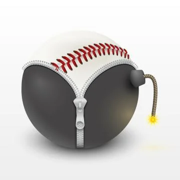 Baseball leather ball inside a burning bomb vector Stock Illustration