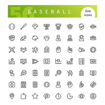 Baseball Line Icons Set Stock Illustration