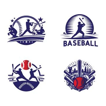 Baseball logo silhouettes vector Stock Illustration
