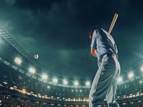 Baseball male player in action Stock Footage 78426244