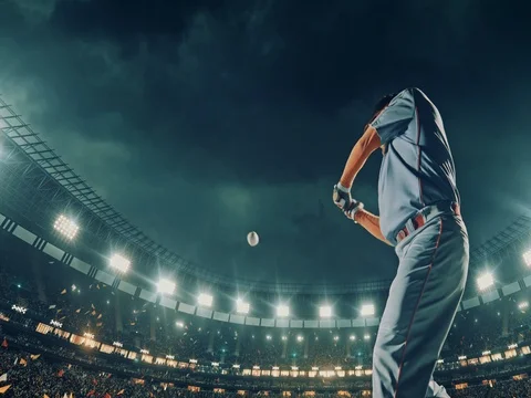 Baseball male player in action Stock Footage 78426766