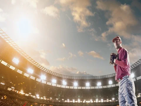 Baseball male player in action Stock Footage 78468396