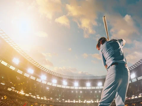 Baseball male player in action Stock Footage 78468745