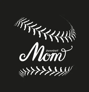 Baseball Mom Silhouette Design Vector illustration, lettering 스톡 일러스트