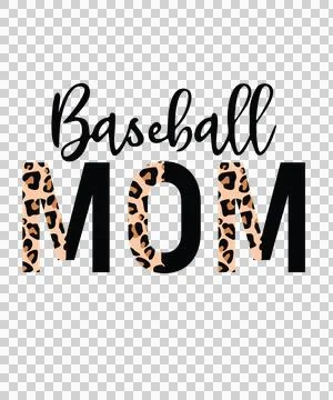 Baseball Mom Text With Leopard Print Pattern Stock Illustration