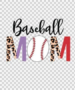 Baseball Mom Text With Leopard Print displaying Ilustração Stock