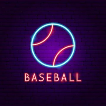 Baseball Neon Label Stock Illustration