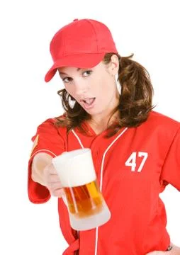 Baseball: offering you a beer Stock Photos