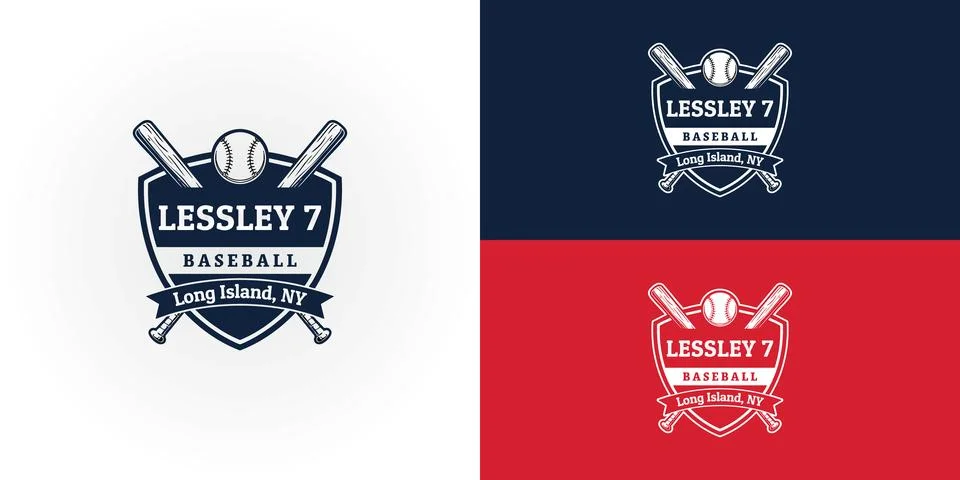 A baseball organization's logo features a shield Stock Illustration