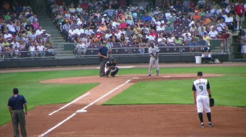Baseball Out At First Base Stock Footage
