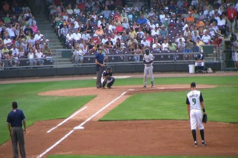 Baseball Out At First Base Stock Footage 4102934