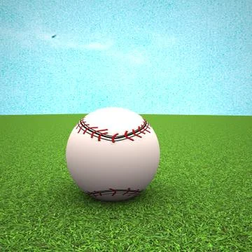 Baseball over green grass field Illustrazione stock