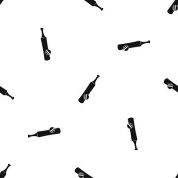 Baseball pattern seamless black Stock Illustration