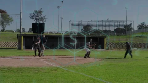 Baseball pitch arriving, batter sliding to plate while catcher tagging to score, Stock Footage 333601570