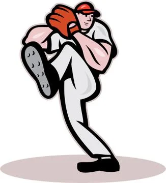 Baseball pitcher cartoon Stock Illustration